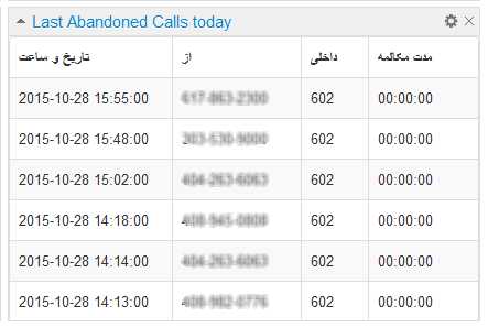تنظیمات ویجت آخرین تماس های بی پاسخ